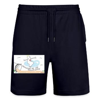 Niemandem auf den Schleim gehen. - Stanley/Stella Unisex Bio Joggingshorts Trainer  - Dark navy - Vorne - Nik (191cm) & Marisol (170cm)