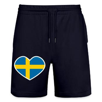 Schwedisches Herz - Stanley/Stella Unisex Bio Joggingshorts Trainer  - Dark navy - Vorne - Nik (191cm) & Marisol (170cm)