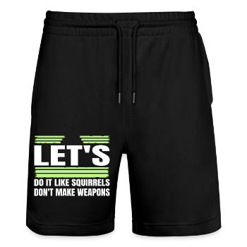 disarmament anti war flower power birthday present - Stanley/Stella Trainer Unisex Organic Jogging Shorts - black - Front - Nik (191cm) & Marisol (170cm)
