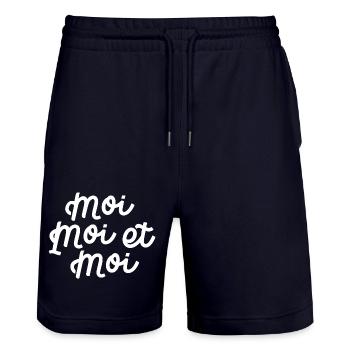 Moi moi et moi - Short de jogging bio TRAINER Stanley/Stella unisexe - marine foncé - Devant - Nik (191cm) & Marisol (170cm)