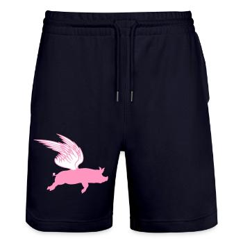 When Flying Wings Flying Pigs Can Fly - Stanley/Stella Trainer Unisex Organic Jogging Shorts - dark navy - Front - Nik (191cm) & Marisol (170cm)