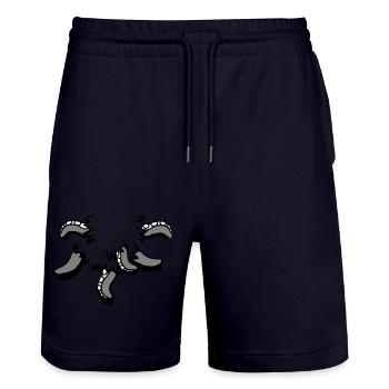 Tentacle Octopus Monster Torn Up Shirt Alien - Stanley/Stella Trainer Unisex Organic Jogging Shorts - dark navy - Front - Nik (191cm) & Marisol (170cm)