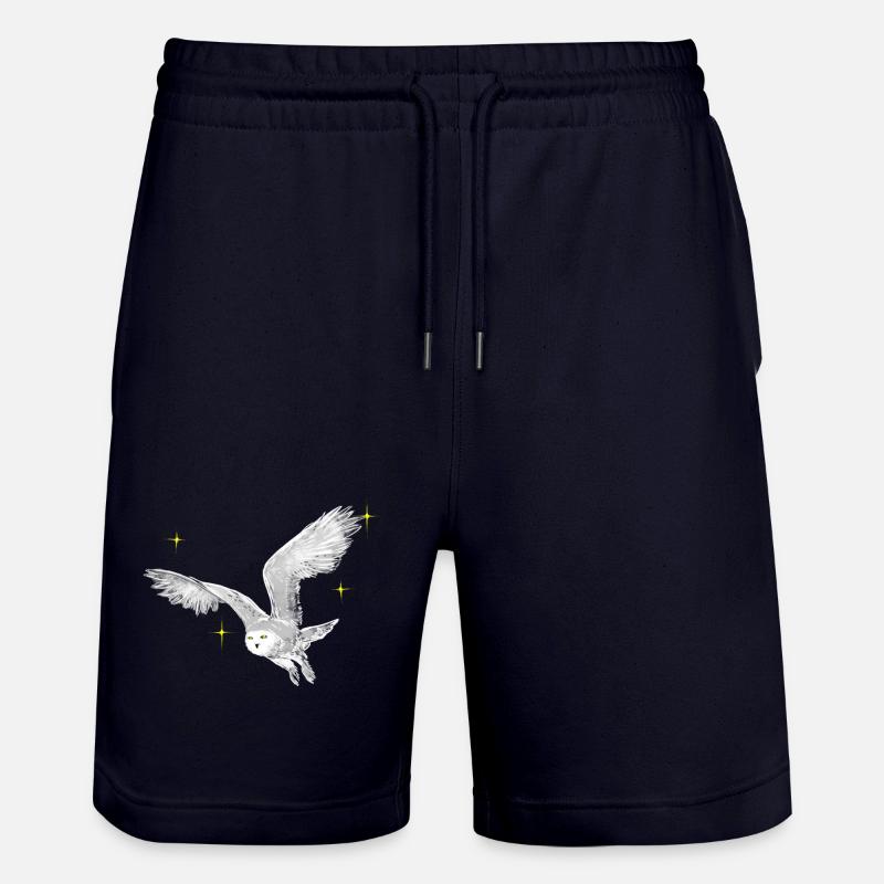 Hand gezeichnete Schneeeule mit Sternen - Stanley/Stella Unisex Bio Joggingshorts Trainer  - Dark navy