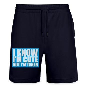 cute but taken Zitat - Stanley/Stella Unisex Bio Joggingshorts Trainer  - Dark navy - Vorne - Nik (191cm) & Marisol (170cm)