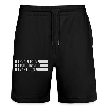 I came saw forget - Stanley/Stella Unisex Bio Joggingshorts Trainer  - Schwarz - Vorne - Nik (191cm) & Marisol (170cm)