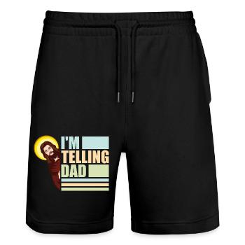 Ich sag Papa Lustiges Jesus Meme Gott Religiös - Stanley/Stella Unisex Bio Joggingshorts Trainer  - Schwarz - Vorne - Nik (191cm) & Marisol (170cm)