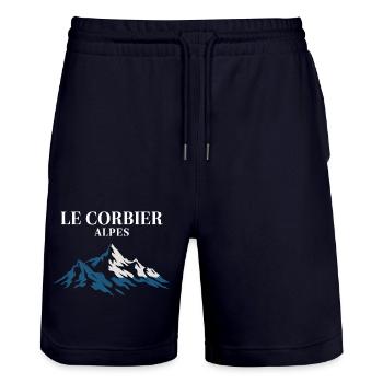 Le Corbier - Alpes - Short de jogging bio TRAINER Stanley/Stella unisexe - marine foncé - Devant - Nik (191cm) & Marisol (170cm)