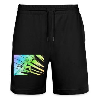 Fechten - Stanley/Stella Unisex Bio Joggingshorts Trainer  - Schwarz - Vorne - Nik (191cm) & Marisol (170cm)