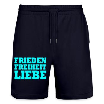 Frieden freiheit liebe - Stanley/Stella Unisex Bio Joggingshorts Trainer  - Dark navy - Vorne - Nik (191cm) & Marisol (170cm)
