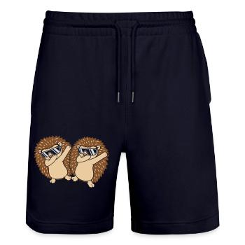 Amis Équipe dabbing Hedgehog - Short de jogging bio TRAINER Stanley/Stella unisexe - marine foncé - Devant - Nik (191cm) & Marisol (170cm)