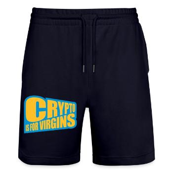 crypto is for virgins - Stanley/Stella Trainer Unisex Organic Jogging Shorts - dark navy - Front - Nik (191cm) & Marisol (170cm)
