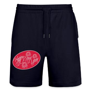 happy new year Zitat - Stanley/Stella Unisex Bio Joggingshorts Trainer  - Dark navy - Vorne - Nik (191cm) & Marisol (170cm)