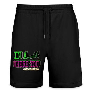 go vegan humor present funny plant animal rights - Stanley/Stella Unisex Bio Joggingshorts Trainer  - Schwarz - Vorne - Nik (191cm) & Marisol (170cm)