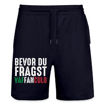 Italy Italian Vaffanculo - Stanley/Stella Trainer Unisex Organic Jogging Shorts - dark navy - Front - Nik (191cm) & Marisol (170cm)