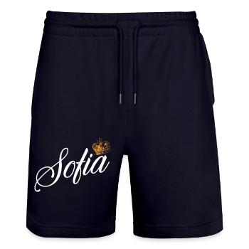 Sofia Nom personnalisé pour les femmes Enfants Bambins - Sofia - Short de jogging bio TRAINER Stanley/Stella unisexe - marine foncé - Devant - Nik (191cm) & Marisol (170cm)