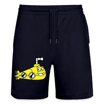 Lustiges U-Boot mit Gesicht Lächelt Comic Cartoon - Stanley/Stella Unisex Bio Joggingshorts Trainer  - Dark navy - Vorne - Nik (191cm) & Marisol (170cm)