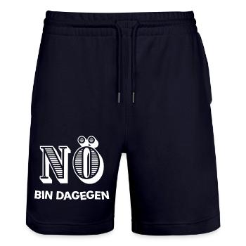 NÖ - BIN DAGEGEN - Stanley/Stella Unisex Bio Joggingshorts Trainer  - Dark navy - Vorne - Nik (191cm) & Marisol (170cm)