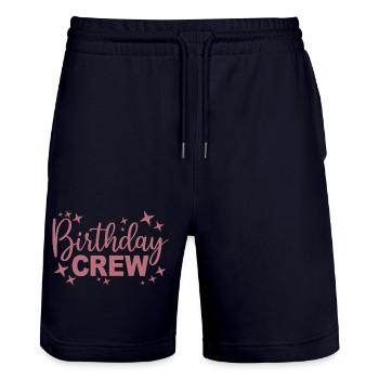 Birthday Crew Matching Group Birthday Party Outfit - Stanley/Stella Trainer Unisex Organic Jogging Shorts - dark navy - Front - Nik (191cm) & Marisol (170cm)