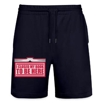 I closed my book - Stanley/Stella Unisex Bio Joggingshorts Trainer  - Dark navy - Vorne - Nik (191cm) & Marisol (170cm)