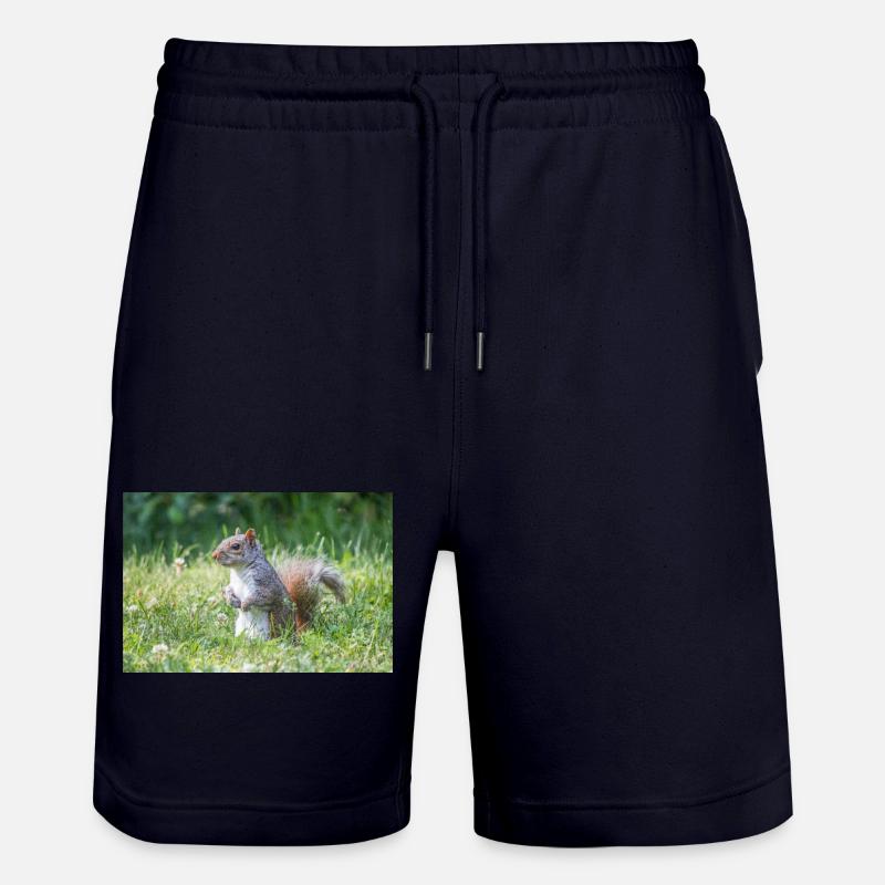 stehendes Grauhörnchen (Sciurus carolinensis) grey - Stanley/Stella Unisex Bio Joggingshorts Trainer - Dark navy