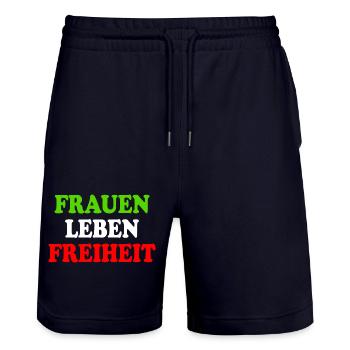 Frauen leben freiheit - Stanley/Stella Unisex Bio Joggingshorts Trainer  - Dark navy - Vorne - Nik (191cm) & Marisol (170cm)