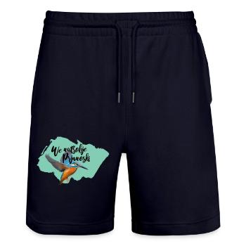 Fehrow Shirt blau einseitig We wutsobje prjawoski - Stanley/Stella Unisex Bio Joggingshorts Trainer  - Dark navy - Vorne - Nik (191cm) & Marisol (170cm)