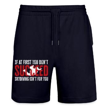 Fallschirmspringen scheitern? Nicht dein Ding! Episches Design - Stanley/Stella Unisex Bio Joggingshorts Trainer  - Dark navy - Vorne - Nik (191cm) & Marisol (170cm)