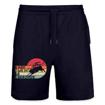 Ask Me In 8 Seconds - Gift for Rodeo Enthusiasts - Stanley/Stella Trainer Unisex Organic Jogging Shorts - dark navy - Front - Nik (191cm) & Marisol (170cm)