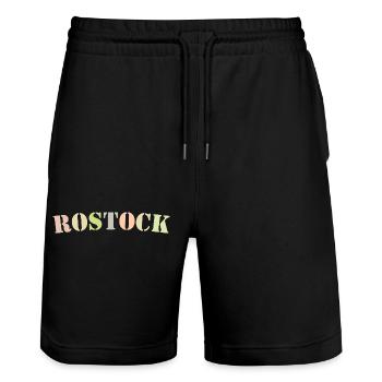 Rostock - Stanley/Stella Trainer Unisex Organic Jogging Shorts - black - Front - Nik (191cm) & Marisol (170cm)