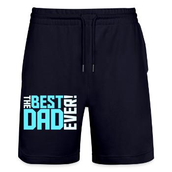 The Best Dad Ever Cool Love - Stanley/Stella Trainer Unisex Organic Jogging Shorts - dark navy - Front - Nik (191cm) & Marisol (170cm)