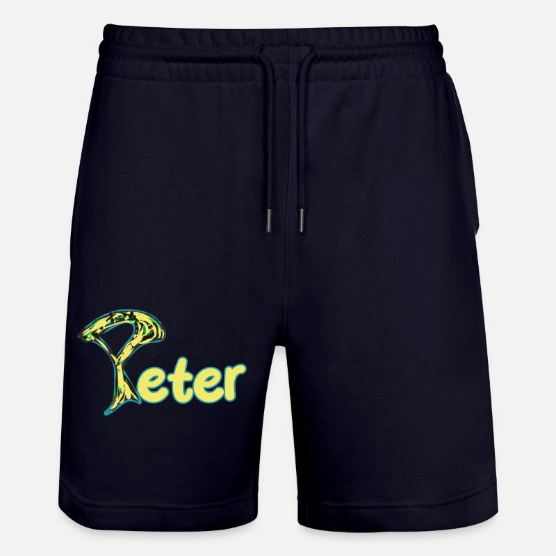 Texte jaune astucieux de Peter - Short de jogging bio TRAINER Stanley/Stella unisexe - marine foncé