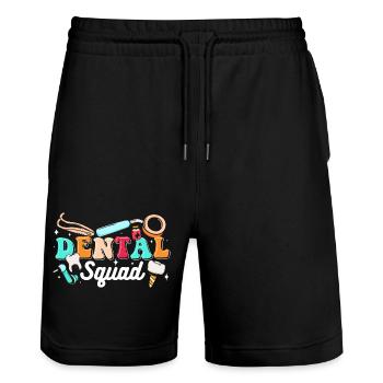 Dentiste spécialiste - Short de jogging bio TRAINER Stanley/Stella unisexe - noir - Devant - Nik (191cm) & Marisol (170cm)
