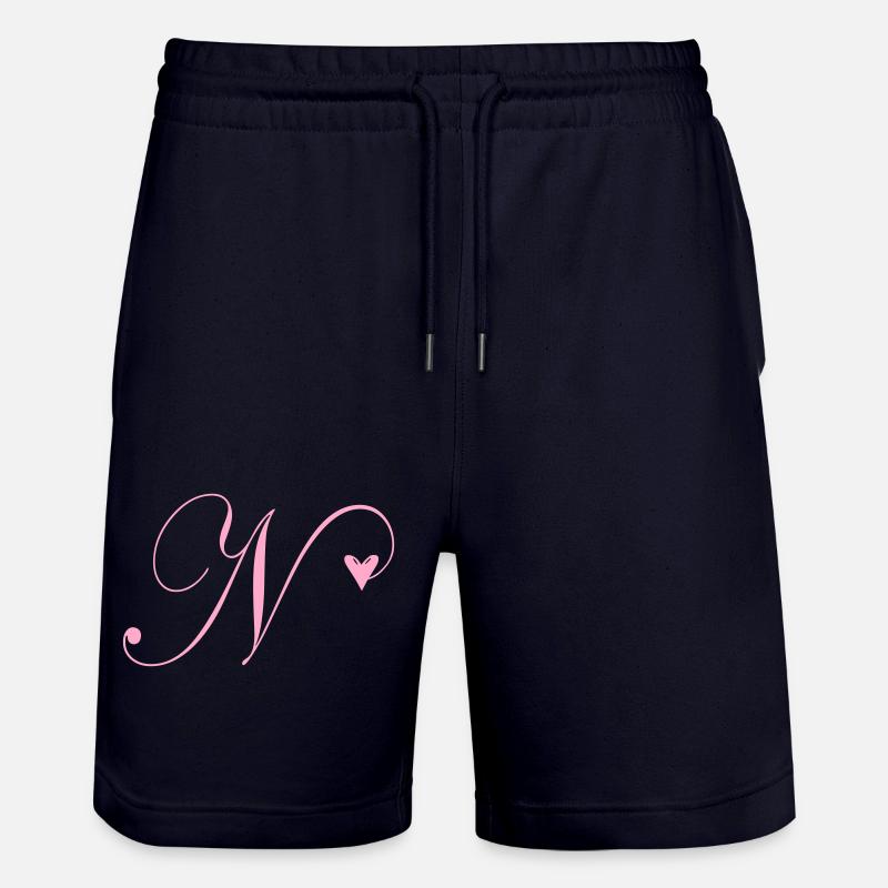Monogramm N Herz Ranke - Stanley/Stella Unisex Bio Joggingshorts Trainer  - Dark navy
