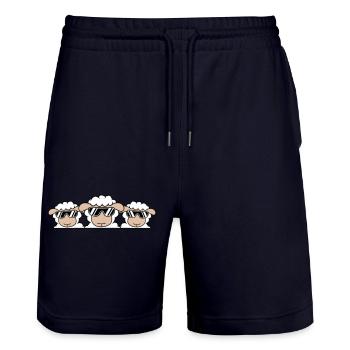 3 DJ Schafe Hinter Zaun Mauer Sonnenbrille Freunde - Stanley/Stella Unisex Bio Joggingshorts Trainer  - Dark navy - Vorne - Nik (191cm) & Marisol (170cm)