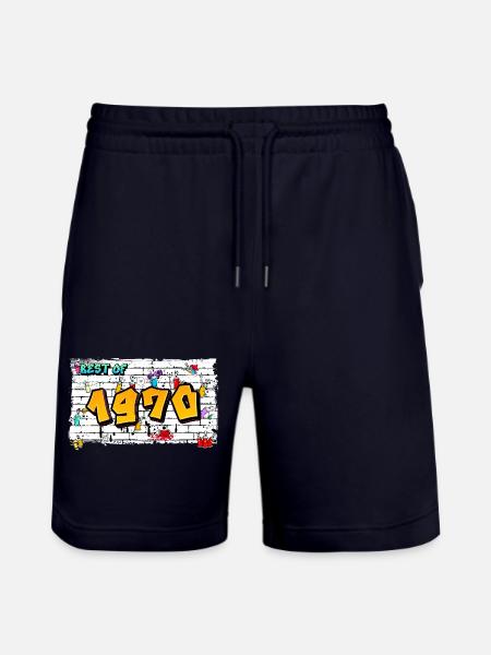 Vintage Rebel 1970 Graffiti – 55 Jahre Street - Stanley/Stella Unisex Bio Joggingshorts Trainer  - Dark navy