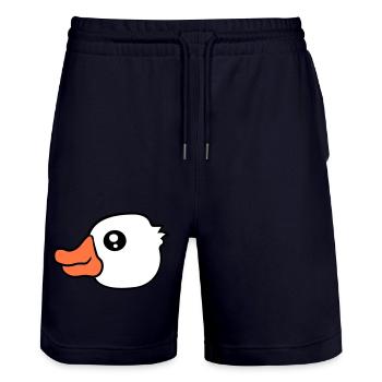 Duck Swimming Lake River Water Sea Holiday Fun - Stanley/Stella Trainer Unisex Organic Jogging Shorts - dark navy - Front - Nik (191cm) & Marisol (170cm)