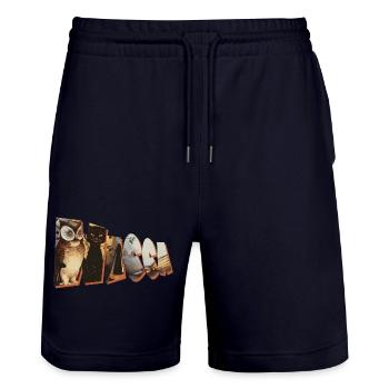 wicca schriftzug eule katze besen - Stanley/Stella Unisex Bio Joggingshorts Trainer  - Dark navy - Vorne - Nik (191cm) & Marisol (170cm)