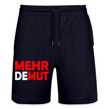 Demut - Stanley/Stella Unisex Bio Joggingshorts Trainer  - Dark navy - Vorne - Nik (191cm) & Marisol (170cm)