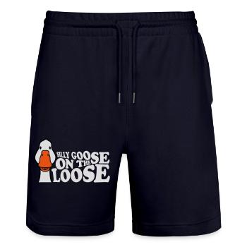 goose on the loose - Stanley/Stella Unisex Bio Joggingshorts Trainer  - Dark navy - Vorne - Nik (191cm) & Marisol (170cm)