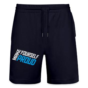 make yourself proud Zitat - Stanley/Stella Unisex Bio Joggingshorts Trainer  - Dark navy - Vorne - Nik (191cm) & Marisol (170cm)