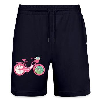Fahrrad Radfahren Radfahrer Fahrradfahrer Radeln - Stanley/Stella Unisex Bio Joggingshorts Trainer  - Dark navy - Vorne - Nik (191cm) & Marisol (170cm)