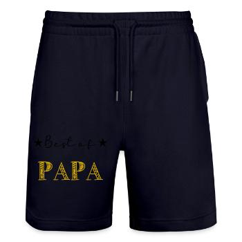 PAPA. VATERTAG. ALLES GUTE ZUM GEBURTSTAG, PAPA. ALLES GUTE ZUM GEBURTSTAG! - Stanley/Stella Unisex Bio Joggingshorts Trainer  - Dark navy - Vorne - Nik (191cm) & Marisol (170cm)