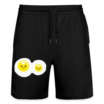 Fried eggs - Stanley/Stella Trainer Unisex Organic Jogging Shorts - black - Front - Nik (191cm) & Marisol (170cm)