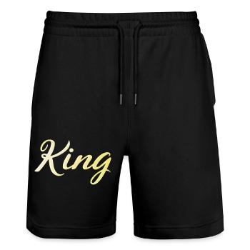King - Stanley/Stella Trainer Unisex Organic Jogging Shorts - black - Front - Nik (191cm) & Marisol (170cm)