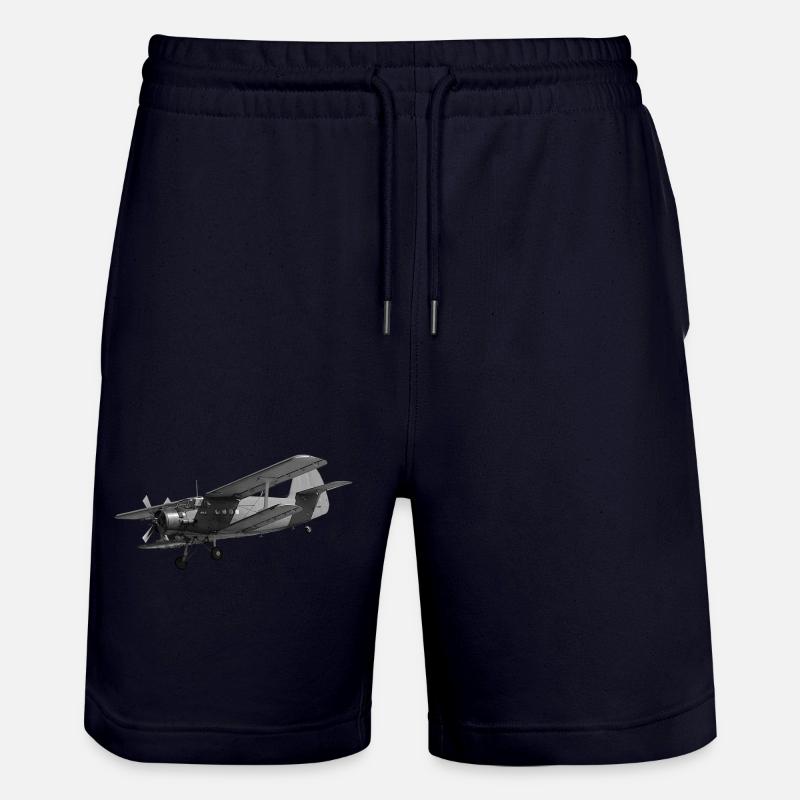Flugzeug AN2 Doppeldecker Propeller Oldtimer - Stanley/Stella Unisex Bio Joggingshorts Trainer  - Dark navy