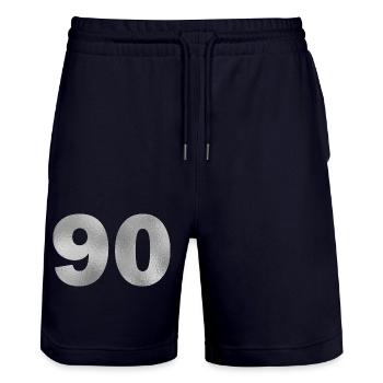 Birthday 90 years - Stanley/Stella Trainer Unisex Organic Jogging Shorts - dark navy - Front - Nik (191cm) & Marisol (170cm)