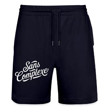 Sans complexe - Short de jogging bio TRAINER Stanley/Stella unisexe - marine foncé - Devant - Nik (191cm) & Marisol (170cm)