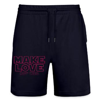MACH LIEBE STATT KRIEG - Stanley/Stella Unisex Bio Joggingshorts Trainer  - Dark navy - Vorne - Nik (191cm) & Marisol (170cm)