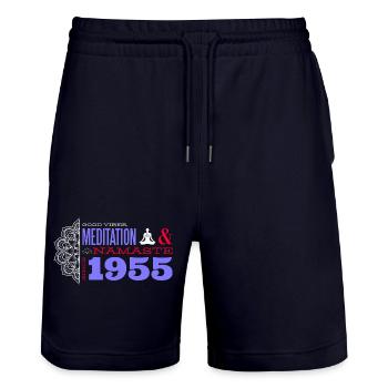 Zeitloser Geist seit 1955 - 70 Jahre jung - Stanley/Stella Unisex Bio Joggingshorts Trainer  - Dark navy - Vorne - Nik (191cm) & Marisol (170cm)