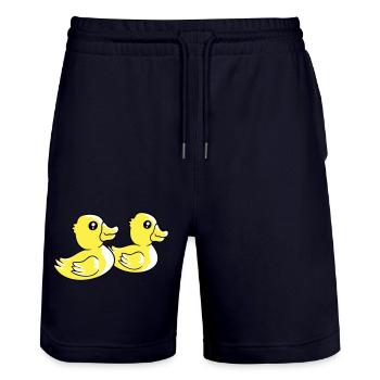 2 canards natation eau couple deux amis équipe - Short de jogging bio TRAINER Stanley/Stella unisexe - marine foncé - Devant - Nik (191cm) & Marisol (170cm)